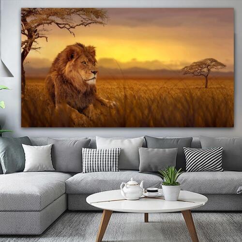 Poster Canvas Painting Animal Landscape Prints Picture Abstract Lion Tree Wall Art Pictures For Living Room Cuadros Home Decor