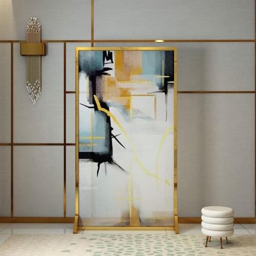 European-style modern light luxury abstract art partition living room entrance bedroom high-end metal mobile screen