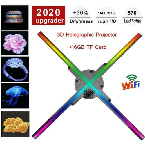 Universal LED Holographic Projector Portable Hologram Imaging Lamp 3D Holographic Dispaly Fan Unique Hologram Projector