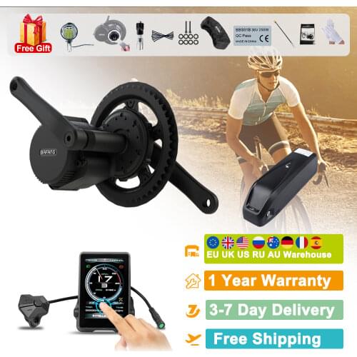 BAFANG 36V 350W DPC18 HMI BBS01B Mid Drive Motor 8fun Bicycle Electric Bike Kit with 36v 20Ah Rear Rack Luggage Carrier Battery