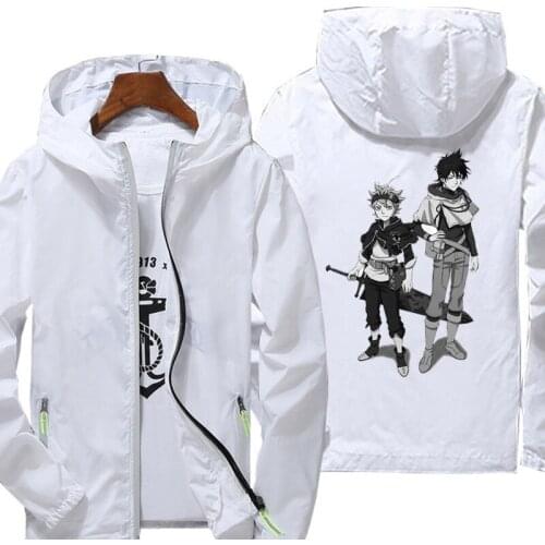 Black Clover Jacket women Spring Autumn reflective zipper Windbreaker waterproof Jackets men street casual Hooded thin Coats