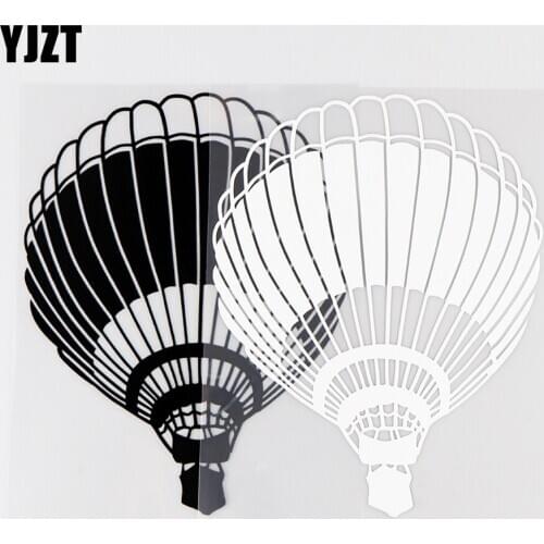 YJZT 12.7X16.4CM Hot Air Balloon Vinyl Car Sticker Decal Personality Art Decor Black / Silver 10A-0087