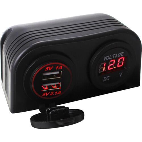 SOONHUA Dual-USB LCD Car Tent Charger 5V3.1A Vehicle Charger Aluminum Alloy LED Adapter Mini Chargers Lightweight