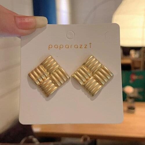 Origin Summer Exaggeration Geometrical Square Dangle Earring for Women Textured Gold Color Metallic Earring Jewelry Pendientes