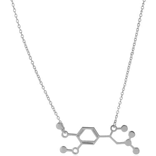 1Pc 2016 New Adrenaline Molecule Science Jewelry Chemistry Structure Gold And Silver Plated Floating Charm Locket Necklace