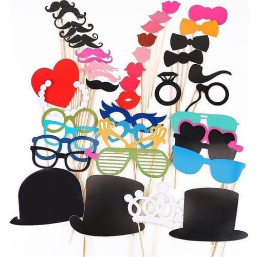 10 Sets (44 pcs/set) Photo Booth Prop Mustache Eye Glasses Lips on a Stick Mask Funny Wedding Party Photography