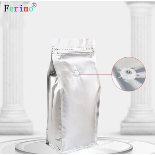 100pcs 14x32.5cm Eight Side Zipper Organ Bag With Air Valve Silver Aluminum Foil Zip Lock Big Plastic Bags Storage Wholesale