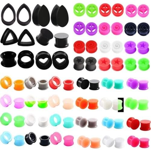 12/22/24PCS Soft Silicone Tunnel Lot 3-25mm Ear Flesh Tunnel Plugs Triangle Silicone Tunnel Pack Ear Stretcher Kit Gauge Plug