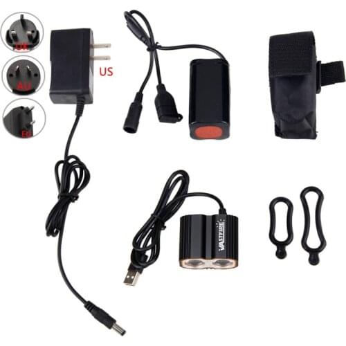 2 in 1 Bike Light Headlamp 2X XM-L T6 LED Front Bike Headlight USB 5V Bicycle Lamp with Headband and 6400mAh Battery Pack