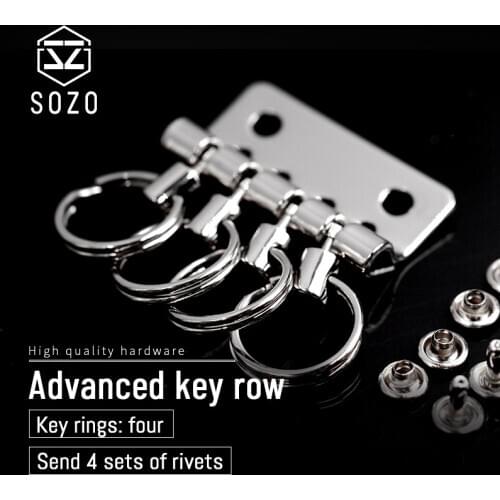 SOZO 1 Pcs Wallet Key Row 4 Hooks Metal Key Holders Hardware DIY Accessories Tool Rivet Hook Keyring Organizer Key Chain