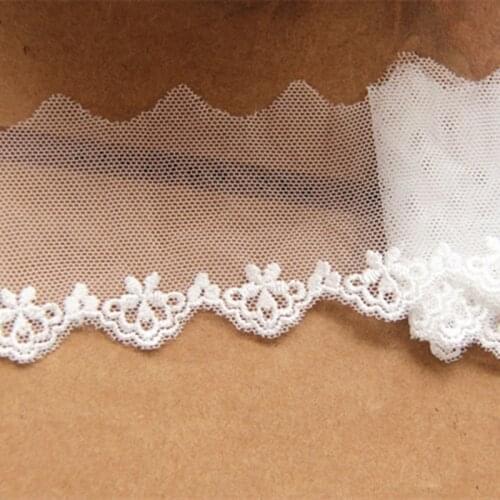 5 Yds Mesh Embroidery Lace Guipure Lace White And Black Scalloped Lace Sewing Garment Accessories 1.2cm