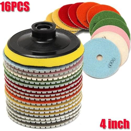 16Pcs/Set 4 Inch Abrasive Tools Wet Dry Diamond Polishing Pads Sanding Disc Grinder For Granite Stone Concrete Marble Polish