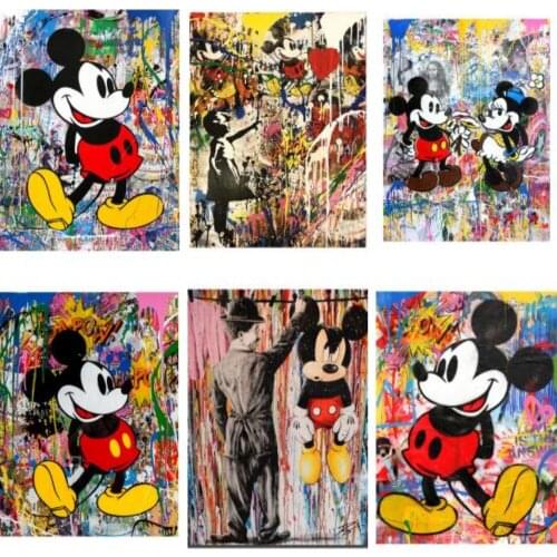 Disney 5D DIY Diamond Painting Graffiti Mickey Mouse Cross Stitch Kits Mosaic Diamond Embroidery Full Square Drill Home Decor