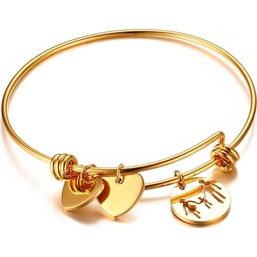 Mothers day jewelry titanium steel adjustable bracelet gold fashion family love bracelet jewelry B00575