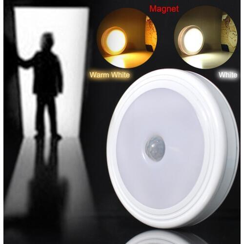 Wireless LED Auto Motion Sensor Detector PIR Infrared Ceiling Night Light Lamp W/Magnet For Closet Cabinet Porch Hallway Bedroom