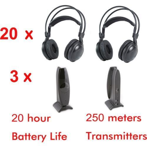 2 channel Ultra low bass 20pcs Silent disco Wireless headphones- silent party meeting DJ and so on