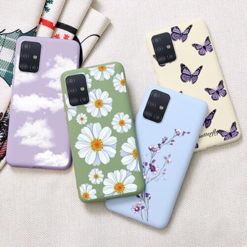 For Samsung Galaxy A51 Case Soft Silicone TPU Back Cover Coque For Samsung A 51 a51 A515F A515 4G 6.5" Protevtive Flower Bumper