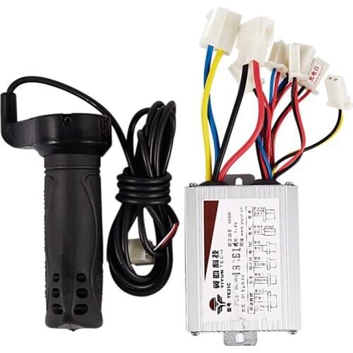 36V 500W Electric Bicycle Brushed Speed Controller & Throttle Grip Set for Electric Bicycle Scooter E-Bike Motor