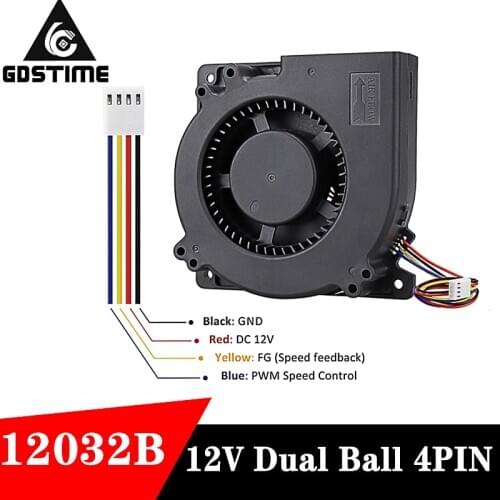 Gdstime 12032 DC 12V 4Pin FG PWM Function Ball Bearing 120mm 120x120x32mm 12cm Centrifugal Turbine Cooling Blower Fan
