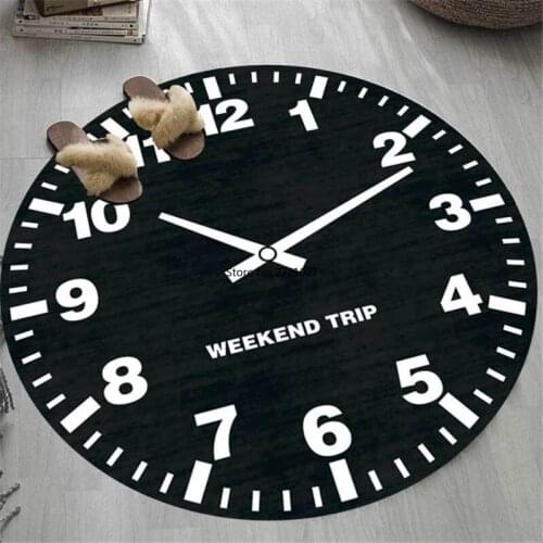 Personality Black and White Clock Round Carpet Home Decoration Modern Carpet Kid Room Boy Bedroom Carpet Floor Mat