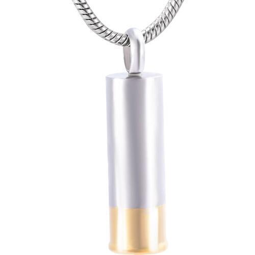 KLH8424 Two Tone Cylinder Cremation Urn Pendant for Ashes Urn Stainless Steel Perfume Bottle Memorial Locket Cremation Necklace