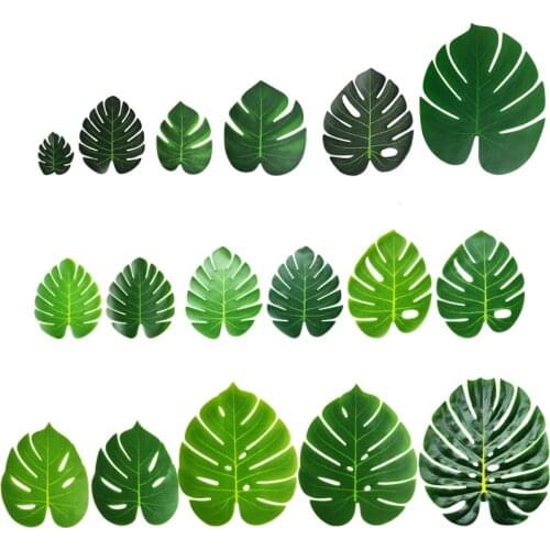Mini Small Medium Large XL Green Artificial Monstera Leaves Hawaii Party Decorations Beach Wedding Table Decoration Fake Leaves
