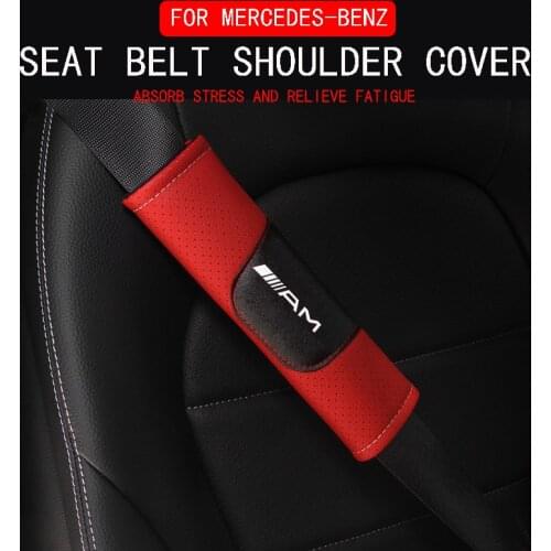 2pcs Car Seat Belt Shoulder Pads Cover Case For Mercedes Benz AMG GLA CLA GLC GLE W204 W210 Auto Interior Accessories