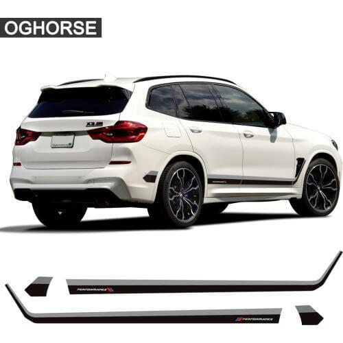 2 Pcs Car Door Side Stripes Skirt Sticker M Performance Body Decal For BMW X3 M G01 F25 Accessories Car Styling