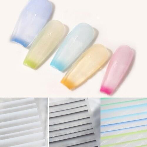 1pc Neon Colorful French Tips Nail Sticker Gradient Stripe Lines Transfer Stickers Bride Nail Design Bend Lines Nail Art