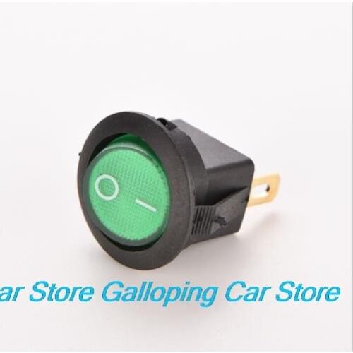 New 2PCS ON/OFF LED 12V 16A DOT ROUND ROCKER SPST TOGGLE SWITCH BOAT CAR LIGHT Green