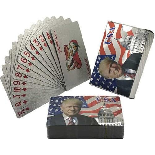 New Donald Trump Waterproof Plastic Playing Cards Color Gold Foil Poker Deck Game