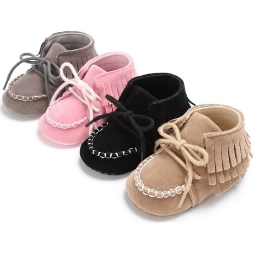 Spring newborn baby boys and girls baby children a solid color tassel shoesToddler shoes