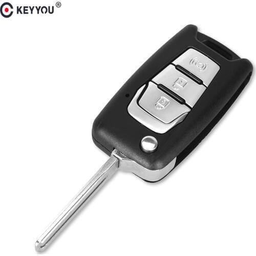 KEYYOU Flip Remote Key Shell Switchblade For Ssangyong Korando New Actyon C200 2016 2017 3 Button Folding Car Key Shell Case