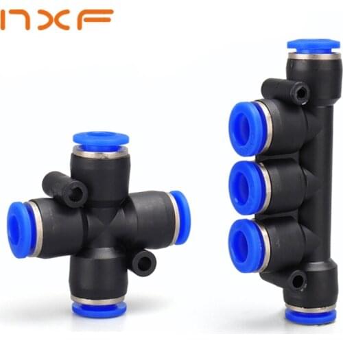 PK PZA Pneumatic Plastic 4 Way 5 Way Fitting Fittings Quick Connectors Water Hose Connector Air Push Fast 4 mm 6 mm 8mm 10mm 12