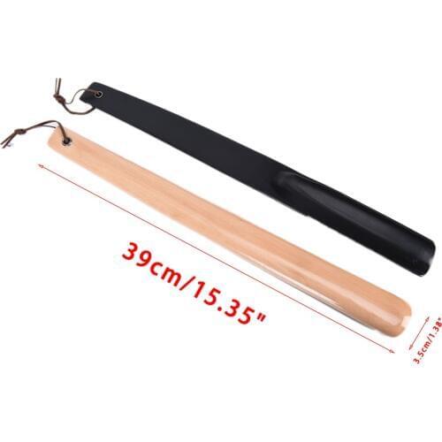 Useful Shoe Lifter Professional Wooden Shoe Horn Flexible Handle Shoehorn Professional Shoe Spoon Home Tools Black/ Light Yellow