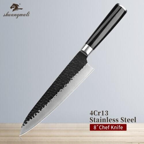 8 Inch Home Cooking Chef Knives 4CR13 Stainless Steel Kitchen Utility Knives Slicing Meat Cleaver Chef Knife With Wooden Handle