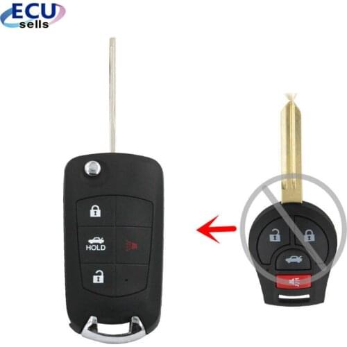 Flip Folding Key Shell For Nissan Sentra Versa Altima 3+1 4BTN Uncut Blank