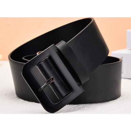 Ooluolan brand womens retro fashion belt, the designers large belt is made of leather retro style, with D-shaped exquisite met