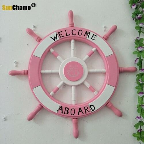 Mediterranean Decoration Ship Rudder Wooden Helmsman Home Wall Hanging Background Pendant Living Room Bar Decoration