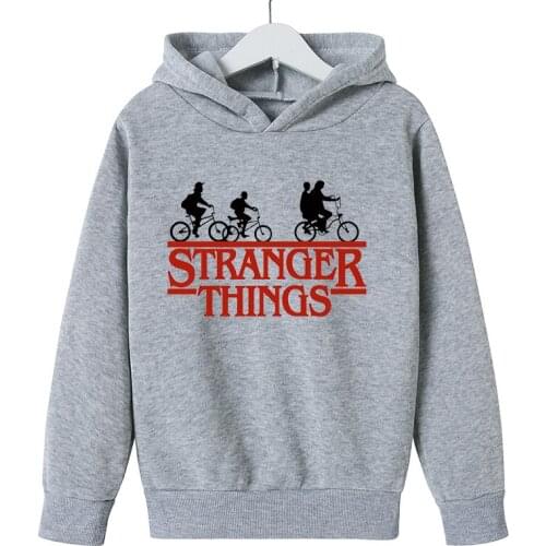 Letter Print Sweatshirt boy Harajuku cotton Hoodie Hip Hop Stranger Things Oversized Hoodies Childrens clothing anime clothes
