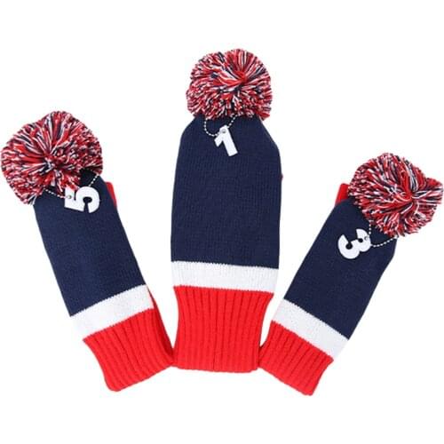 Knitted Golf Club Head Covers 3 Piece Set 1 3 5 Driver and Fairway HeadCovers Fits 460cc Drivers
