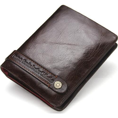 Vintage Leather Hasp Small Wallet Coin Pocket Purse Card Holder Men Wallets Money Cartera Bag Male Clutch First layer cowhide