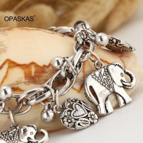 Vintage Elephant Heart Anklet Handmade Pendant Foot Beach Jewelry Wide Foot Bracelets for Women and Girls VL