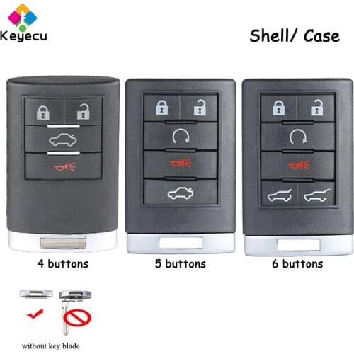 KEYECU Replacement Remote Car Key Shell Case With 4 5 6 Button - FOB for Cadillac DTS STS SRX CTS Escalade ESV EXT OUC6000066