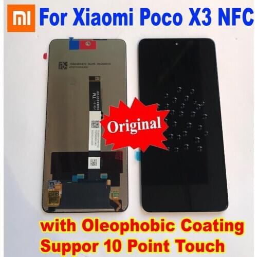 Original NEW Best For Xiaomi Poco X3 NFC LCD Display Touch Panel Screen Digitizer Assembly Glass Sensor Phone Pantalla + Frame