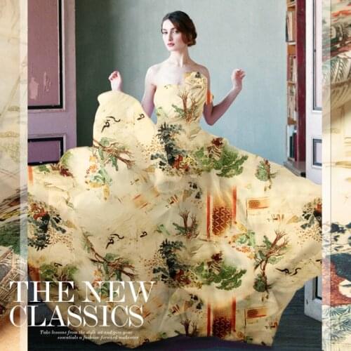 135 cm wide silk organza fabric 14 mm printed chinese silk fabric micro-perspective dress fabric wholesale silk cloth