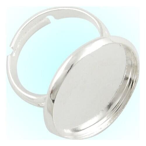 18MM Round Adjustable Shallow bottom Silver plated Ring Setting With 18 MM round Pad,Sold 50PCS Per Package