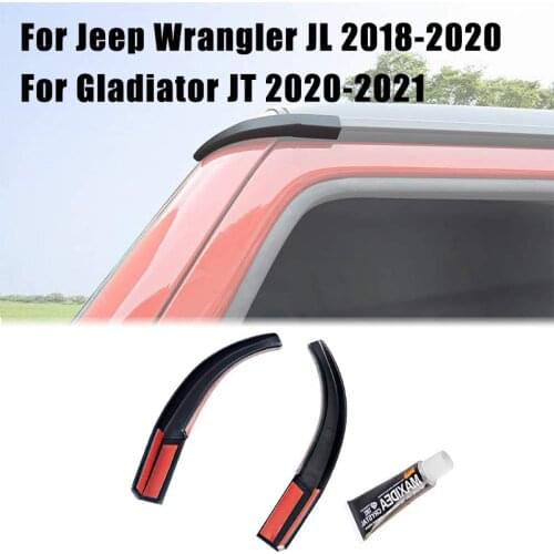 2 Pcs Car Roof Water Rain Gutter Extensions for Jeep Wrangler JL 2018-2020 for Gladiator JT 2020-2021 External Accessory Black