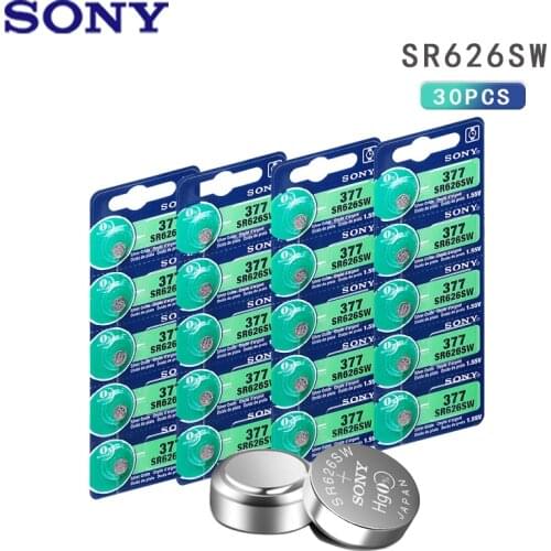 30pcs 100% Original 1.55V 377 377A SR626SW SR626 AG4 LR626 SR66 AG 4 Button Coin Cell For Watch Toys Remote Cell Coin Battery