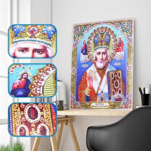 5D DIY Diamond Painting Cross Stitch Religion Icon of Leader Special Diamond Mosaic Needlework CraftsRound Diamond Embroidery